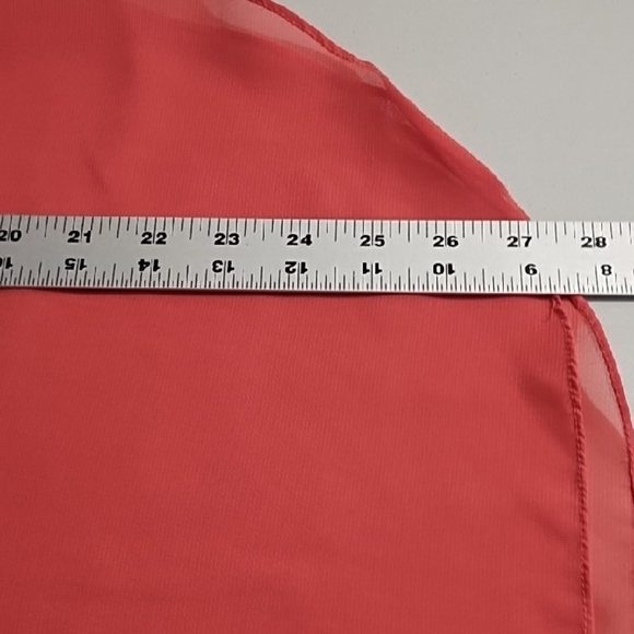 A. Byer Coral Sheer Tangerine 1/2 Button-Up Blouse 3/4 Roll tab Sleeves - Picture 8 of 11